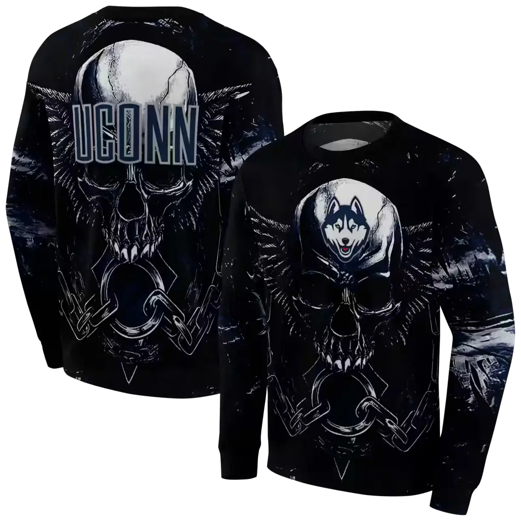 uconn huskies skull artwork blue black hoodie premium grade uconn huskies skull artwork blue black hoodie premium grade