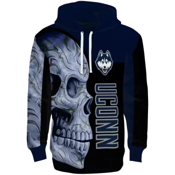 uconn huskies skull motif blue black hoodie best selling