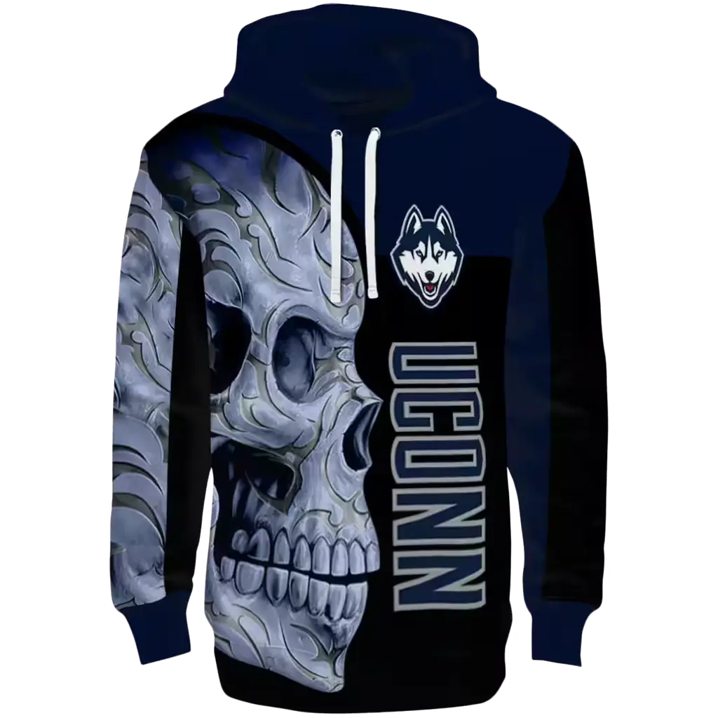uconn huskies skull motif blue black hoodie best selling uconn huskies skull motif blue black hoodie best selling