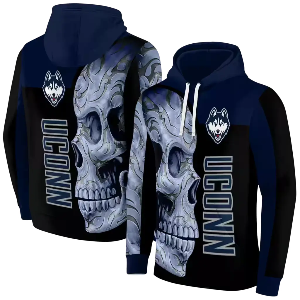 uconn huskies skull motif blue black hoodie fashion forward uconn huskies skull motif blue black hoodie fashion forward