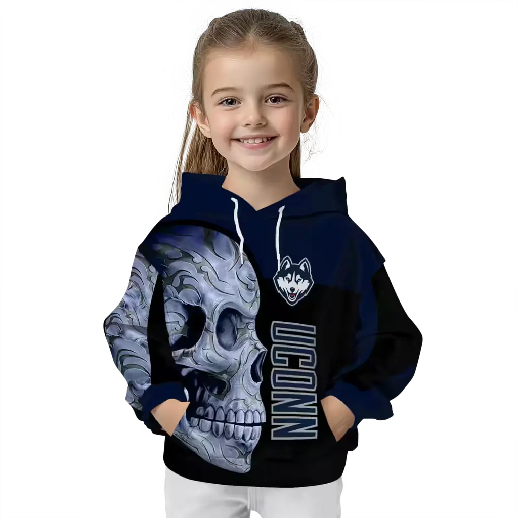 uconn huskies skull motif blue black hoodie top rated uconn huskies skull motif blue black hoodie top rated