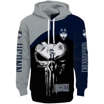 uconn huskies skull punisher grey black hoodie best selling
