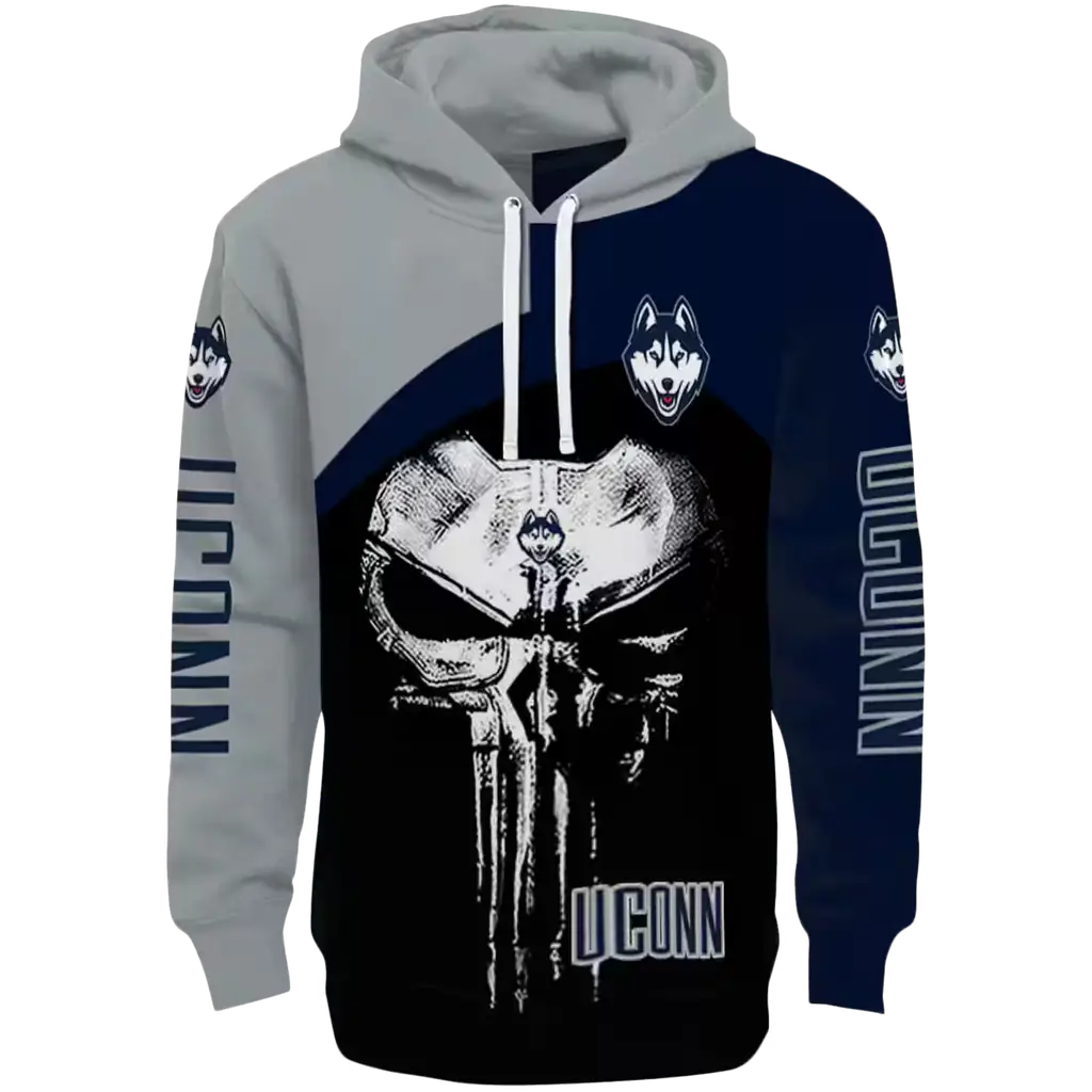uconn huskies skull punisher grey black hoodie best selling uconn huskies skull punisher grey black hoodie best selling