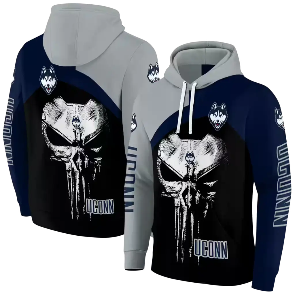 uconn huskies skull punisher grey black hoodie fashion forward uconn huskies skull punisher grey black hoodie fashion forward