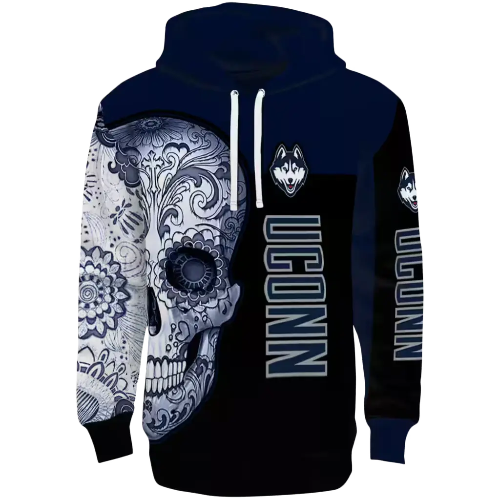 uconn huskies sugar skull blue black hoodie best selling uconn huskies sugar skull blue black hoodie best selling