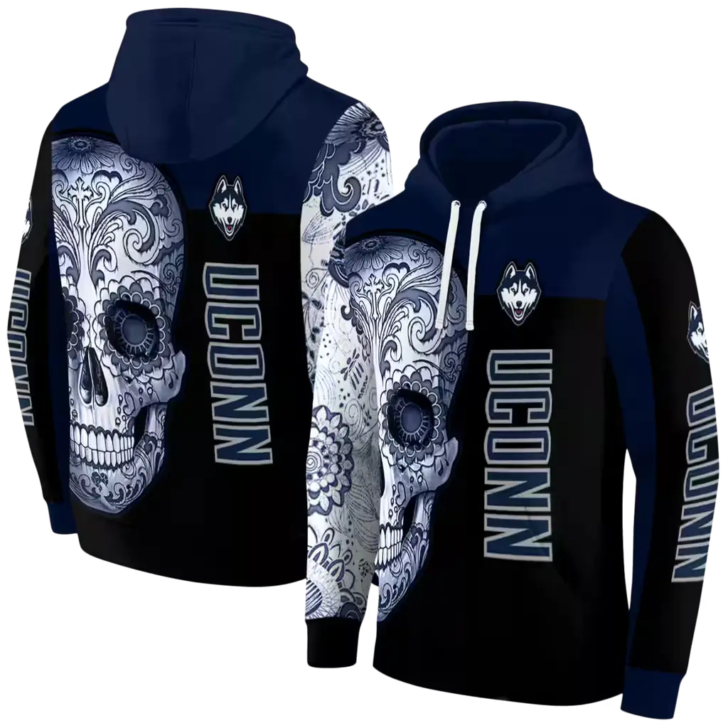 uconn huskies sugar skull blue black hoodie fashion forward uconn huskies sugar skull blue black hoodie fashion forward