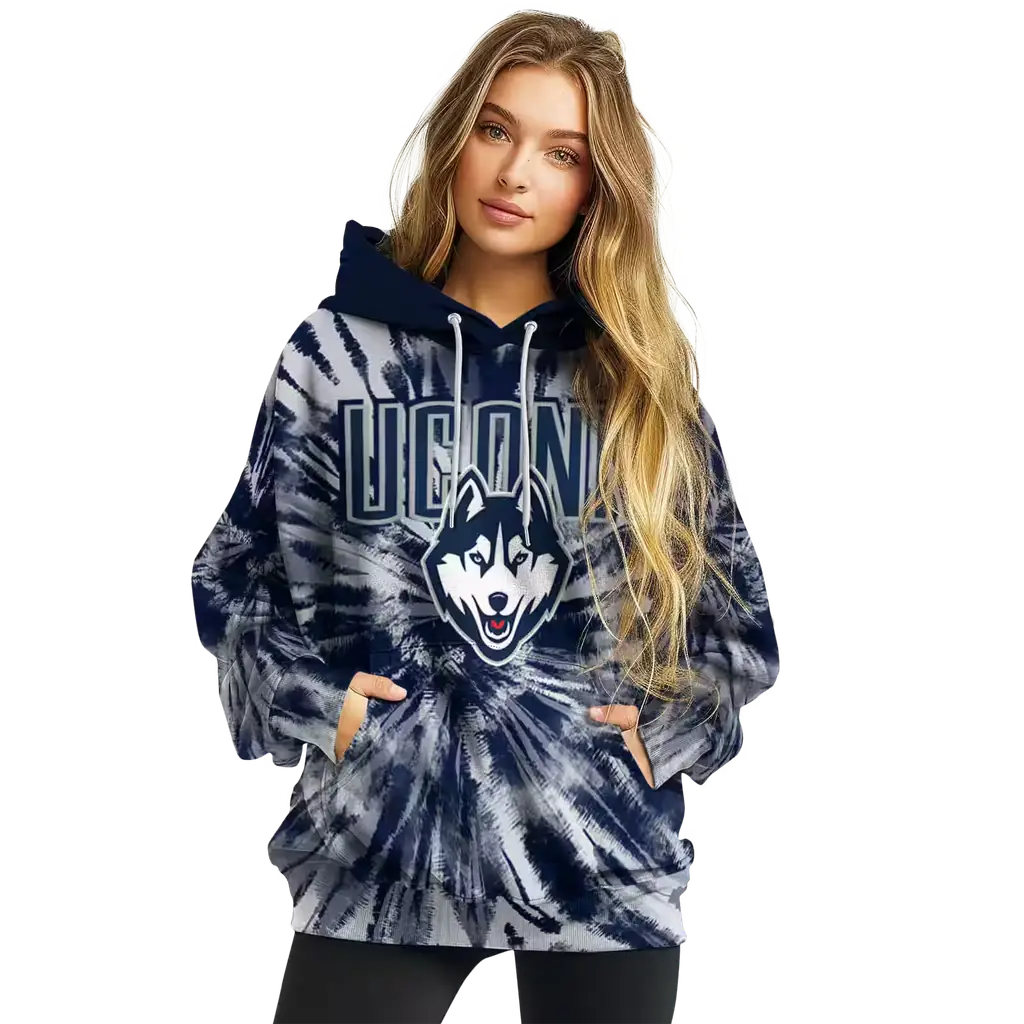 uconn huskies tie dye pattern blue hoodie high quality uconn huskies tie dye pattern blue hoodie high quality