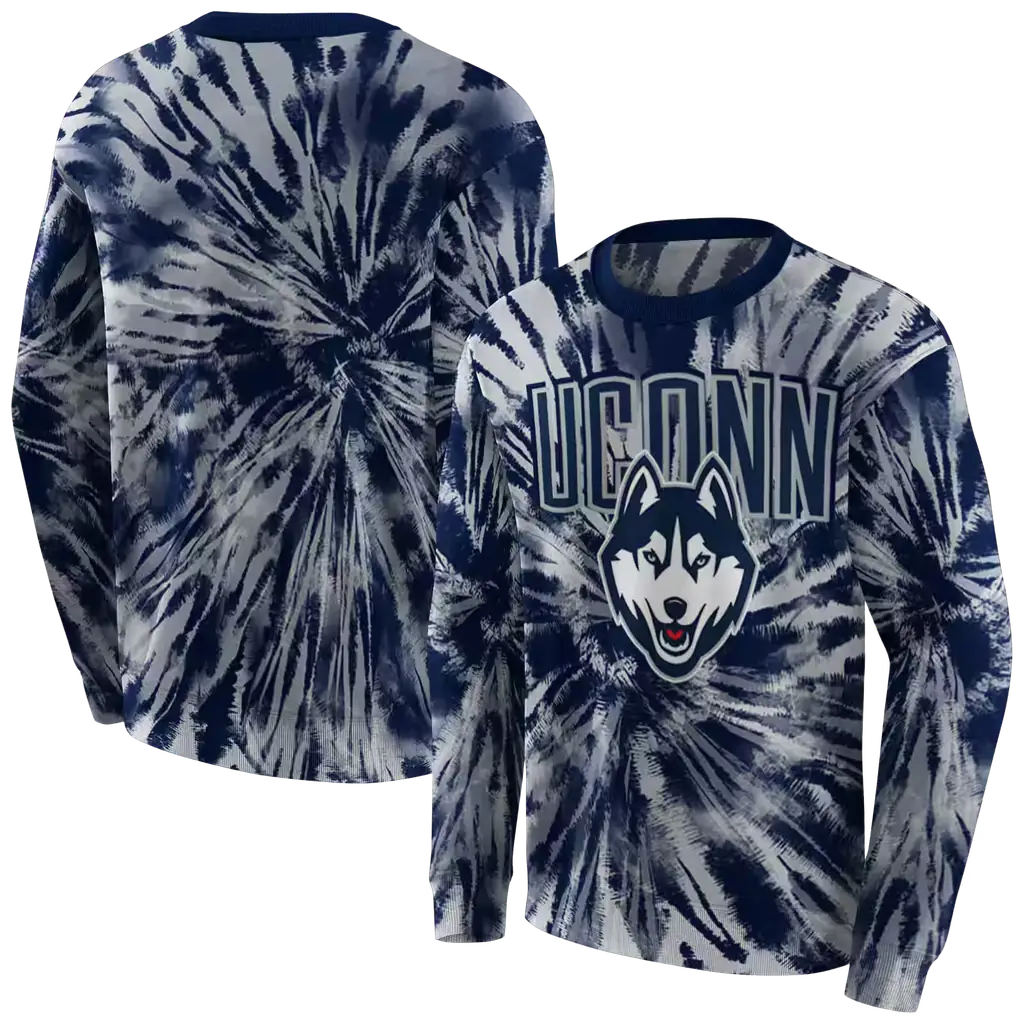 uconn huskies tie dye pattern blue hoodie premium grade uconn huskies tie dye pattern blue hoodie premium grade