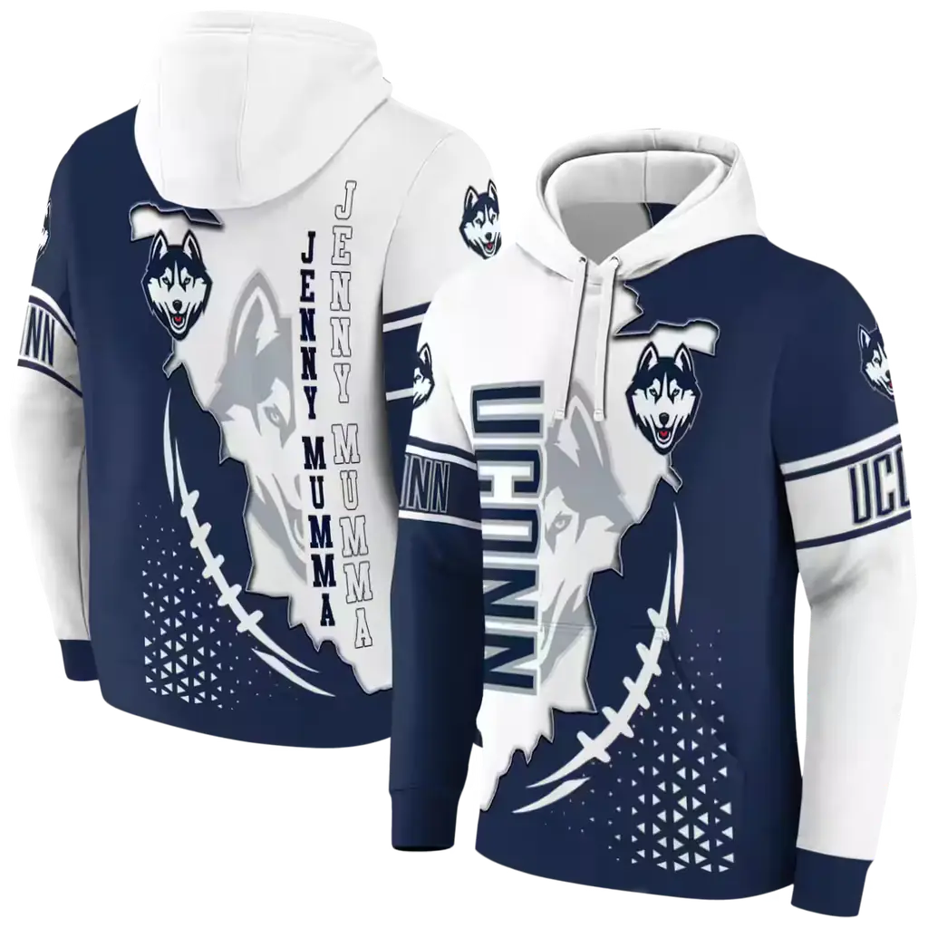 uconn huskies triangular pattern blue white hoodie fashion forward uconn huskies triangular pattern blue white hoodie fashion forward