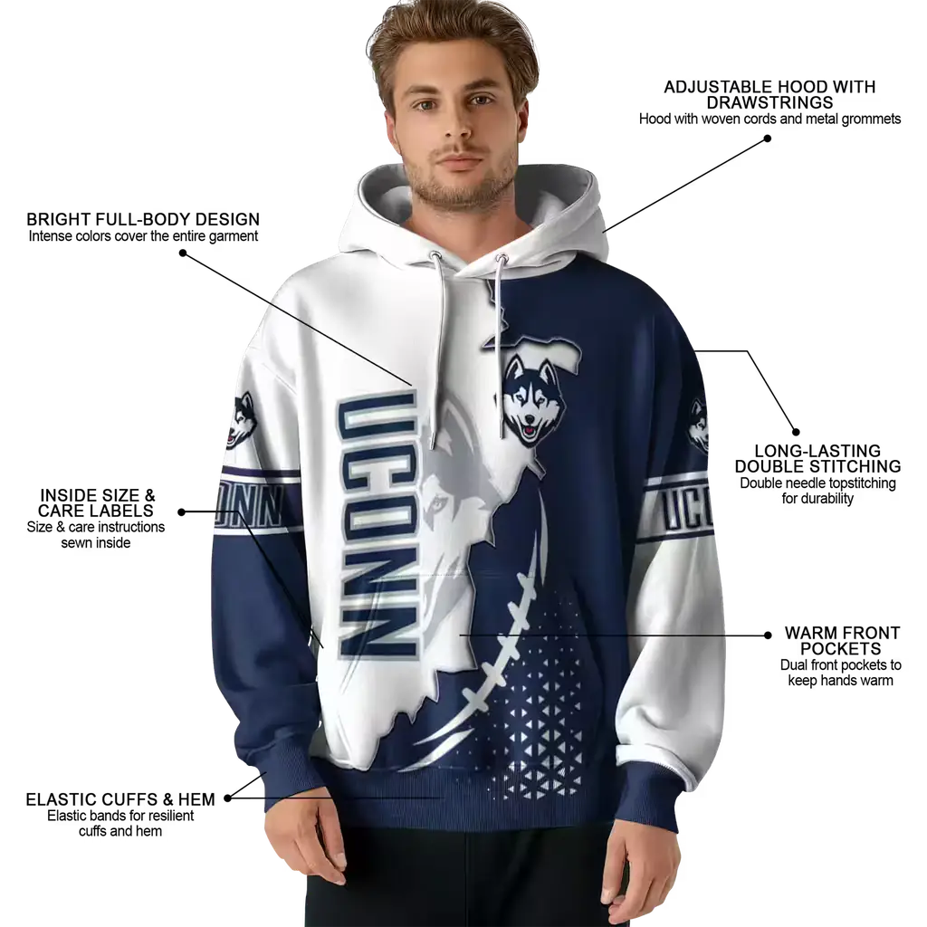 uconn huskies triangular pattern blue white hoodie latest model uconn huskies triangular pattern blue white hoodie latest model