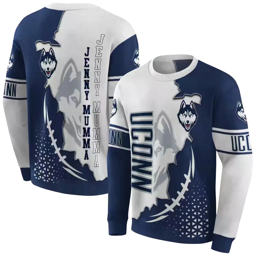 uconn huskies triangular pattern blue white hoodie premium grade uconn huskies triangular pattern blue white hoodie premium grade