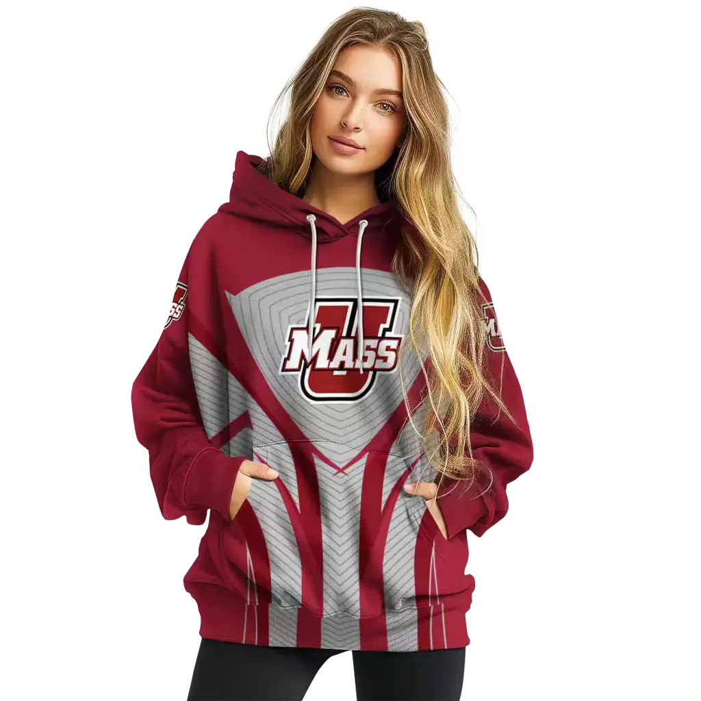 umass minutemen concentric lines red black hoodie high quality umass minutemen concentric lines red black hoodie high quality