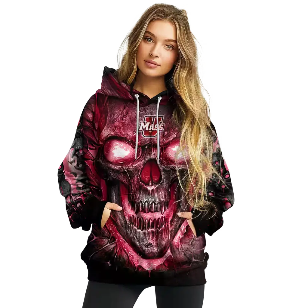 umass minutemen demonic skull red black hoodie high quality umass minutemen demonic skull red black hoodie high quality