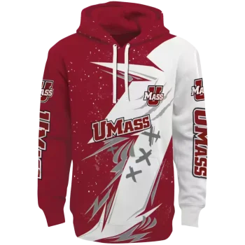 umass minutemen dynamic slash red white hoodie best selling