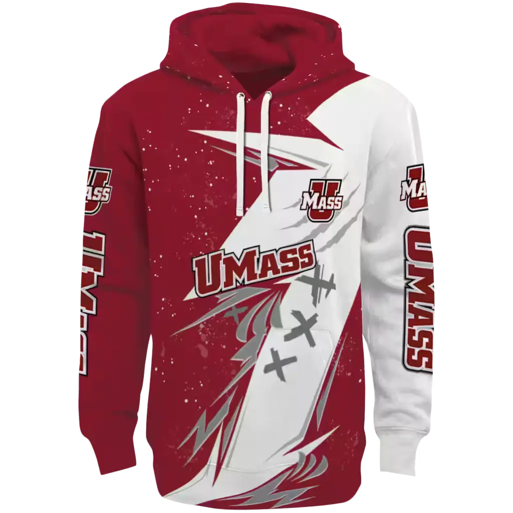 umass minutemen dynamic slash red white hoodie best selling umass minutemen dynamic slash red white hoodie best selling