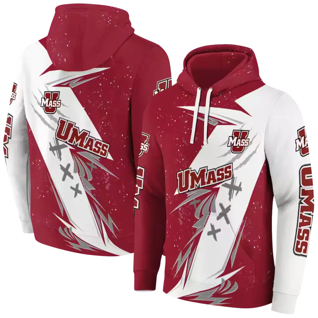umass minutemen dynamic slash red white hoodie fashion forward umass minutemen dynamic slash red white hoodie fashion forward