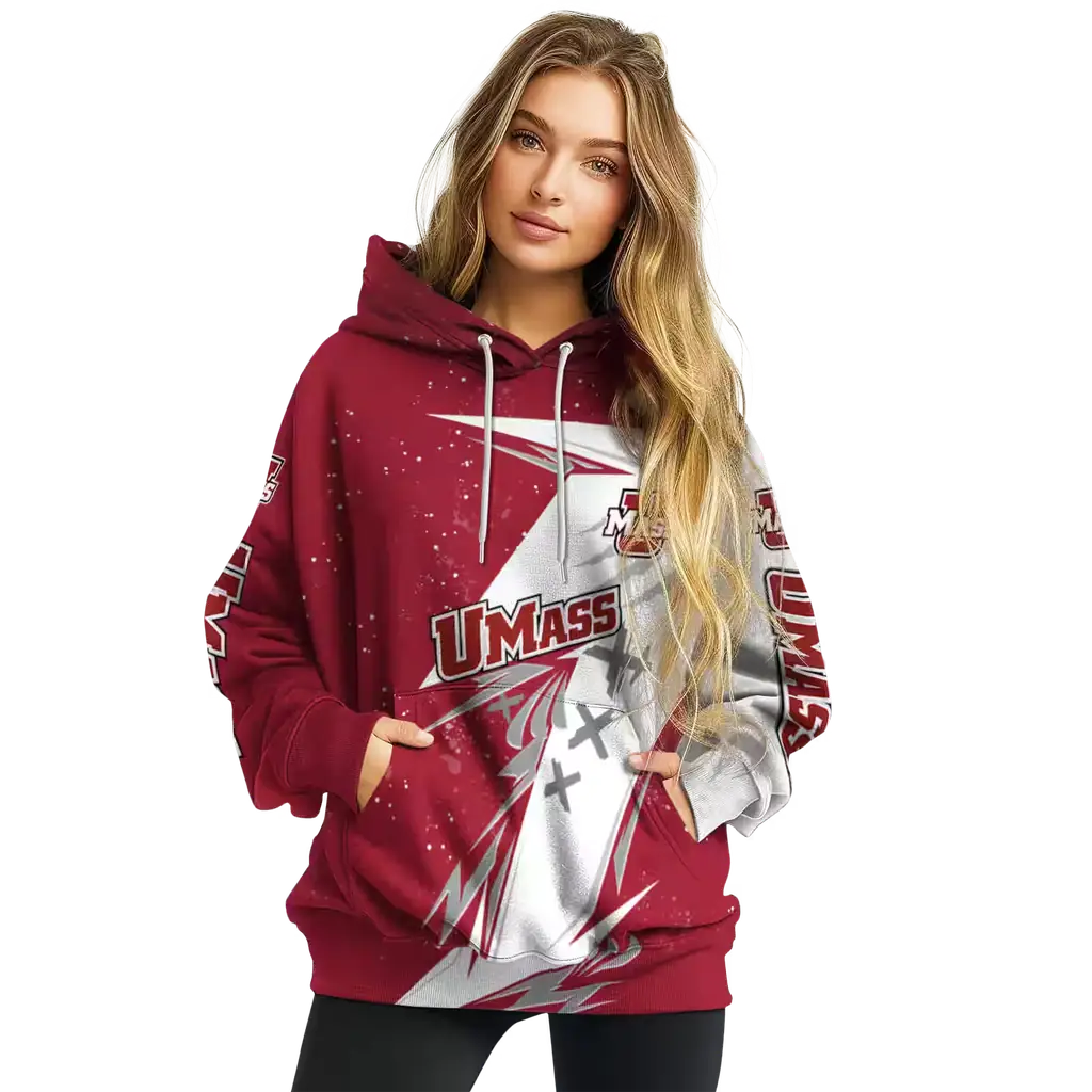 umass minutemen dynamic slash red white hoodie high quality umass minutemen dynamic slash red white hoodie high quality
