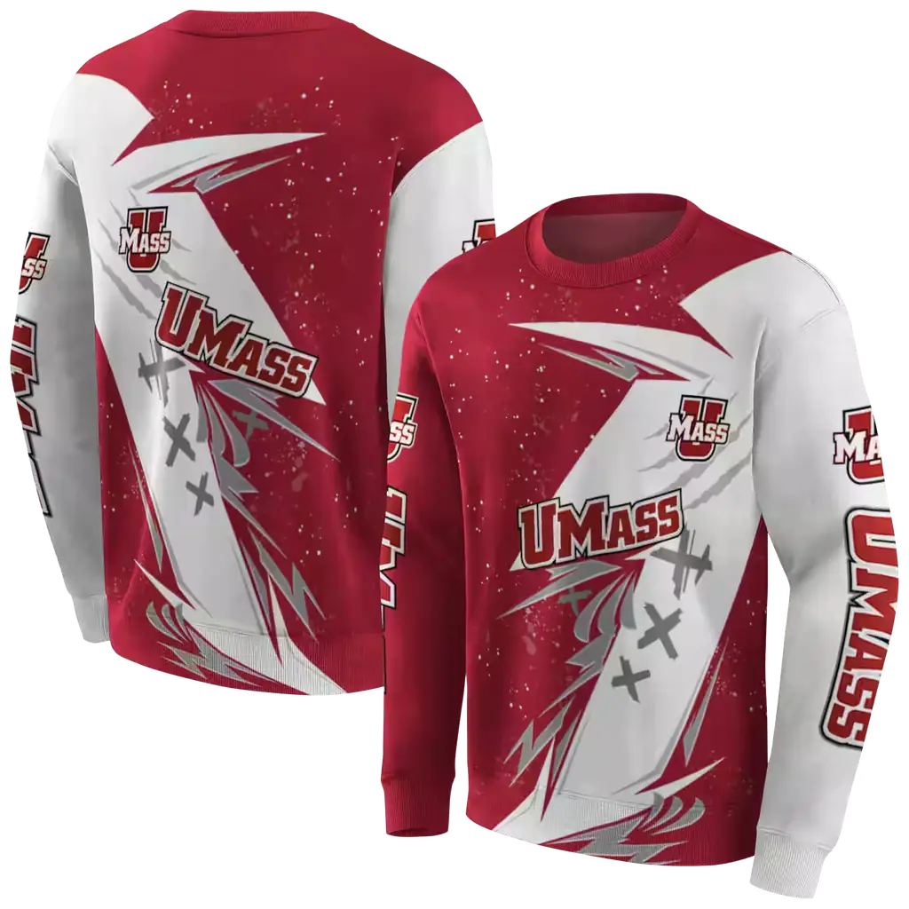 umass minutemen dynamic slash red white hoodie premium grade umass minutemen dynamic slash red white hoodie premium grade
