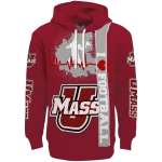 umass minutemen football heartbeat red hoodie best selling