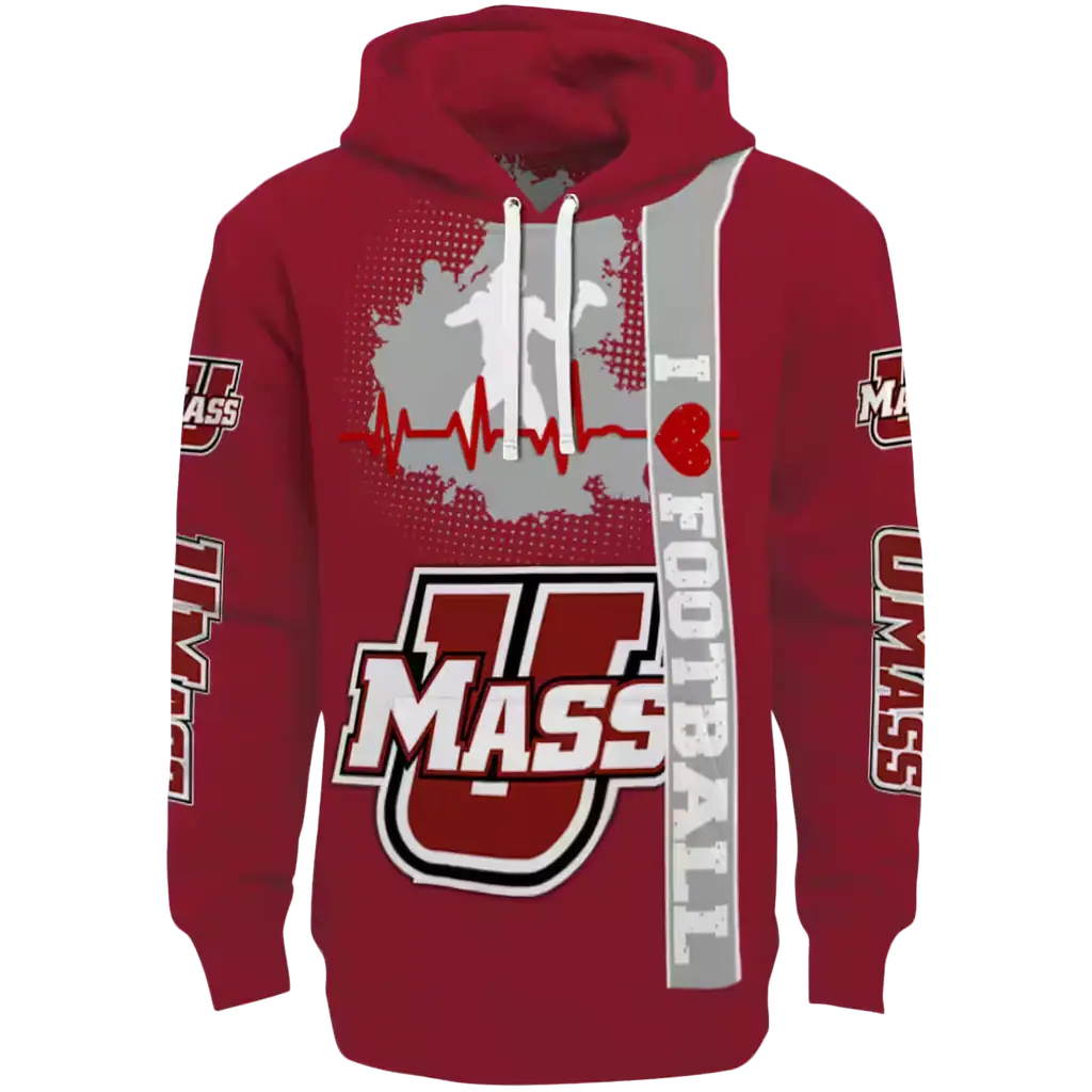 umass minutemen football heartbeat red hoodie best selling umass minutemen football heartbeat red hoodie best selling