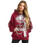 umass minutemen football heartbeat red hoodie best selling