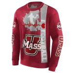 umass minutemen football heartbeat red hoodie best selling