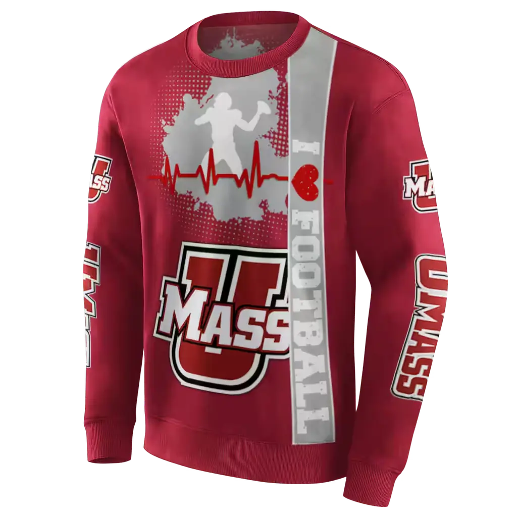 umass minutemen football heartbeat red hoodie new arrival umass minutemen football heartbeat red hoodie new arrival