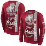 umass minutemen football heartbeat red hoodie best selling