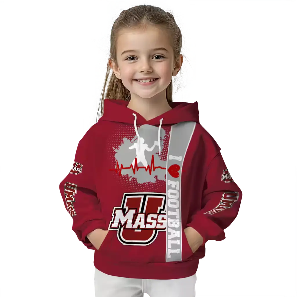 umass minutemen football heartbeat red hoodie top rated umass minutemen football heartbeat red hoodie top rated