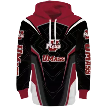 umass minutemen futuristic pattern red black hoodie best selling