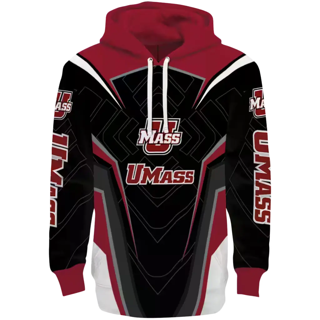 umass minutemen futuristic pattern red black hoodie best selling umass minutemen futuristic pattern red black hoodie best selling