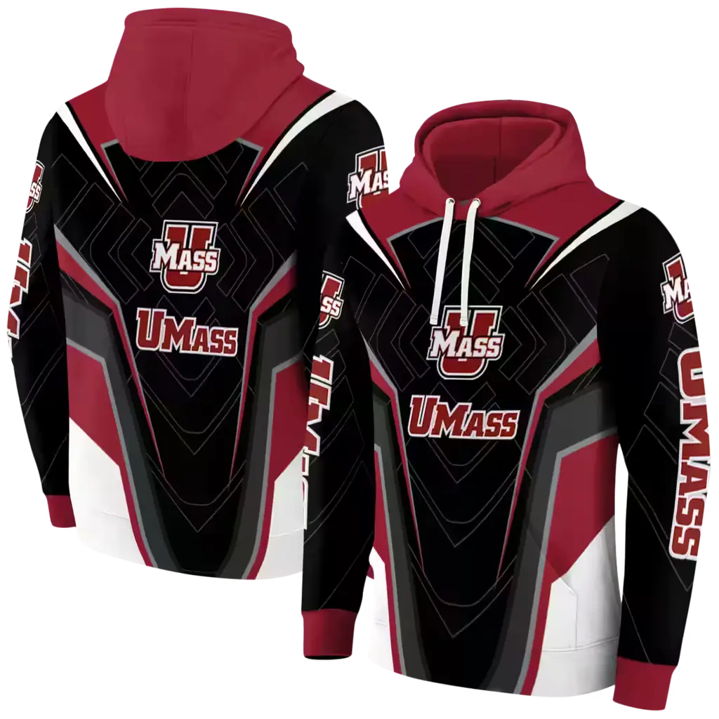 umass minutemen futuristic pattern red black hoodie fashion forward umass minutemen futuristic pattern red black hoodie fashion forward