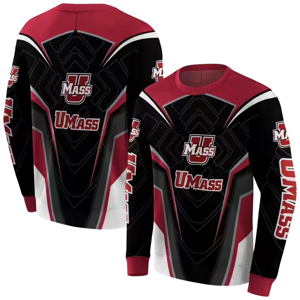 umass minutemen futuristic pattern red black hoodie premium grade umass minutemen futuristic pattern red black hoodie premium grade