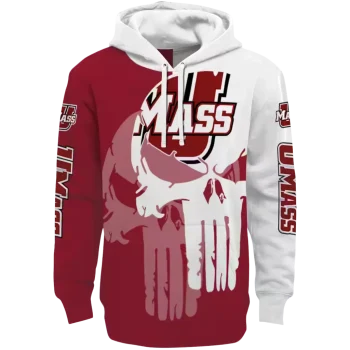 umass minutemen graphic punisher red white hoodie best selling