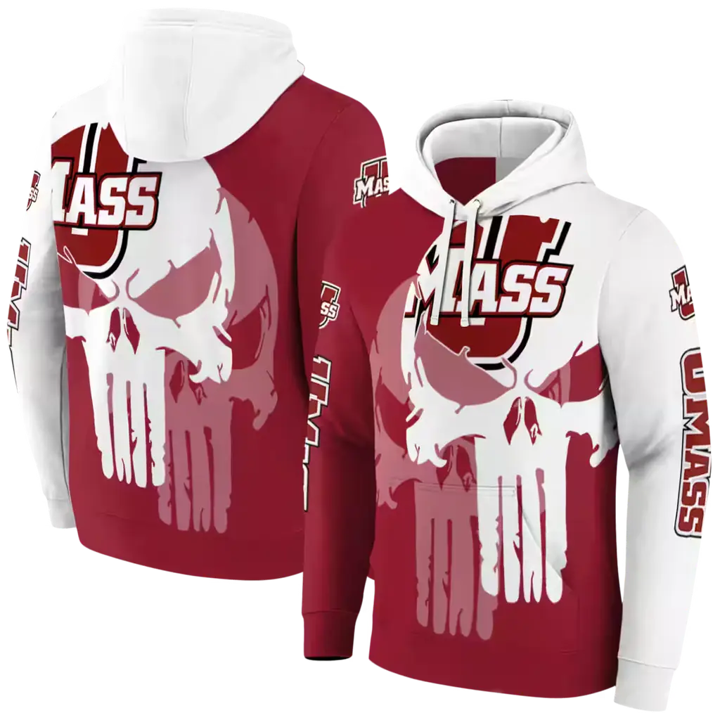umass minutemen graphic punisher red white hoodie fashion forward umass minutemen graphic punisher red white hoodie fashion forward