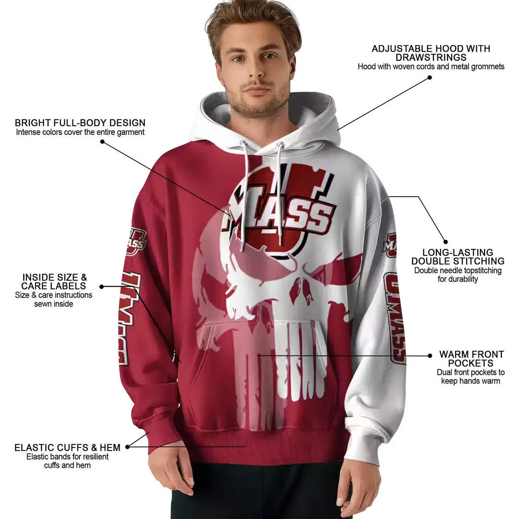 umass minutemen graphic punisher red white hoodie latest model umass minutemen graphic punisher red white hoodie latest model