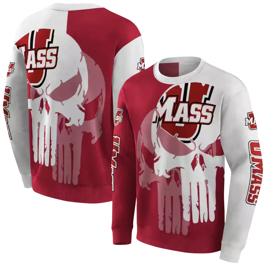 umass minutemen graphic punisher red white hoodie premium grade umass minutemen graphic punisher red white hoodie premium grade