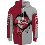 umass minutemen heartbeat graphic red hoodie best selling