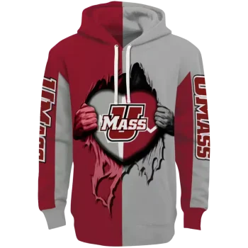 umass minutemen heartbeat graphic red hoodie best selling