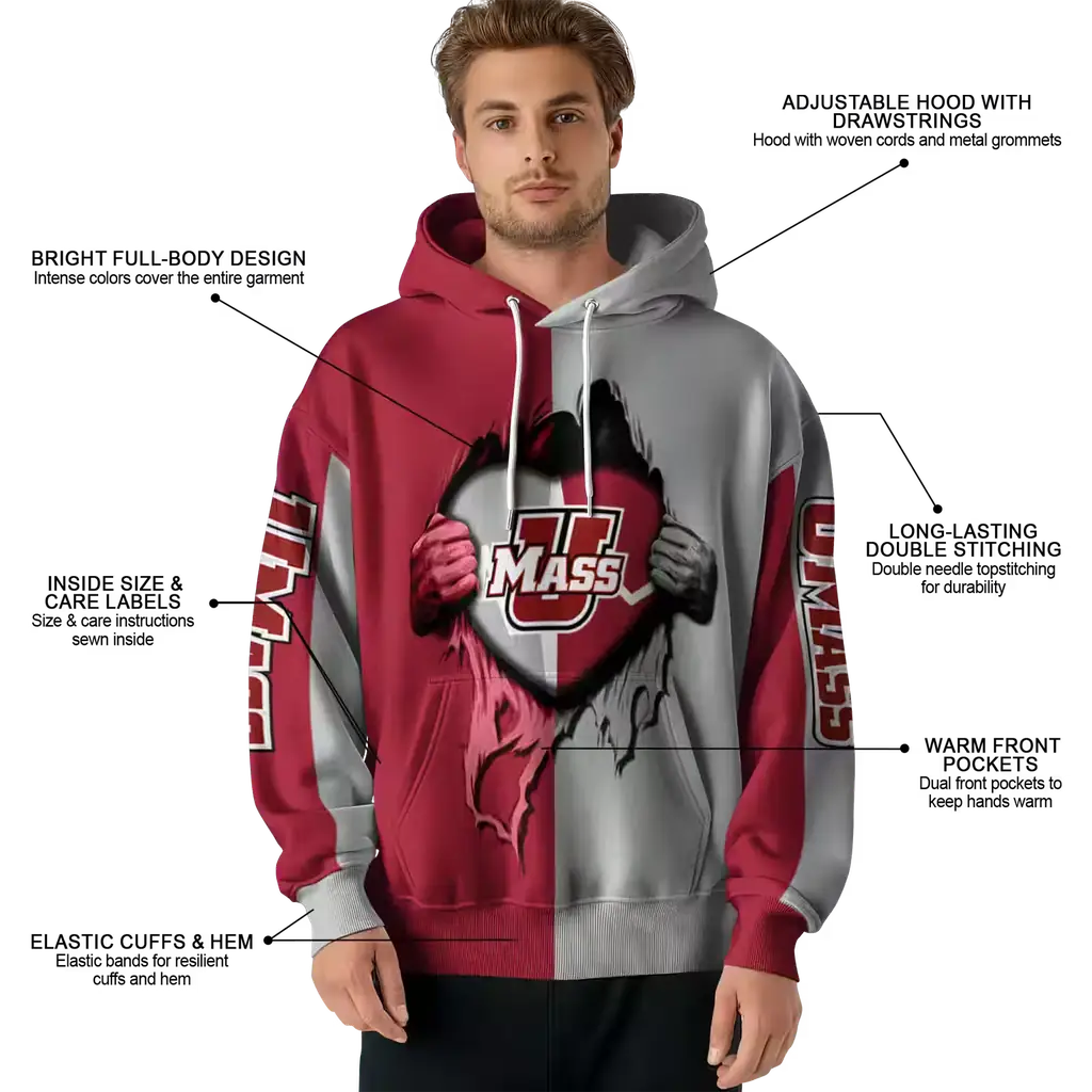 umass minutemen heartbeat graphic red hoodie latest model umass minutemen heartbeat graphic red hoodie latest model