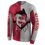 umass minutemen heartbeat graphic red hoodie best selling