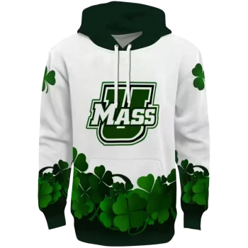 umass minutemen lucky motif white green hoodie best selling