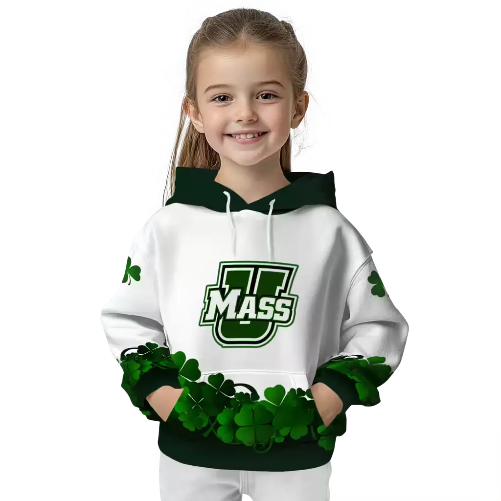 umass minutemen lucky motif white green hoodie top rated umass minutemen lucky motif white green hoodie top rated
