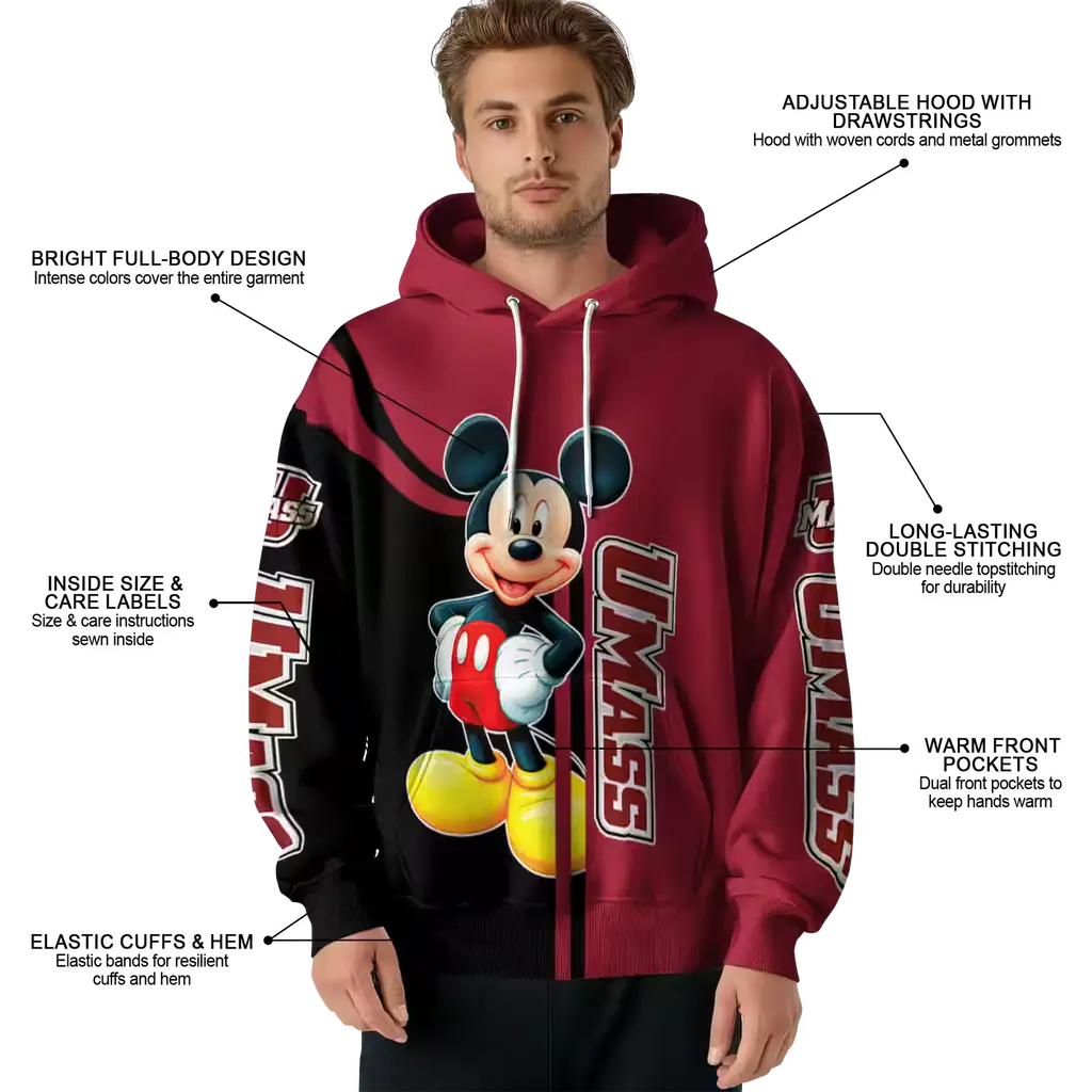 umass minutemen mickey mouse red black hoodie latest model umass minutemen mickey mouse red black hoodie latest model