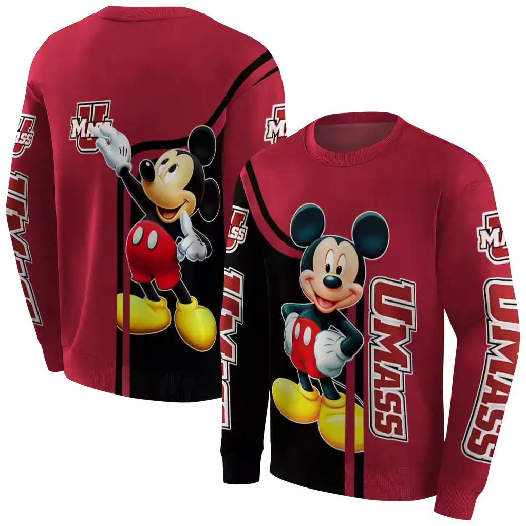 umass minutemen mickey mouse red black hoodie premium grade umass minutemen mickey mouse red black hoodie premium grade