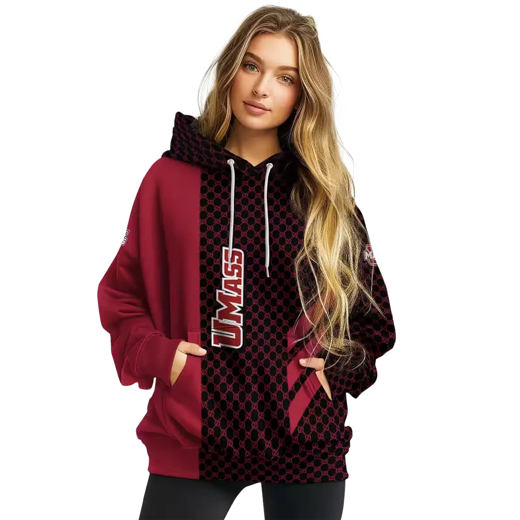 umass minutemen monogram pattern red hoodie high quality umass minutemen monogram pattern red hoodie high quality
