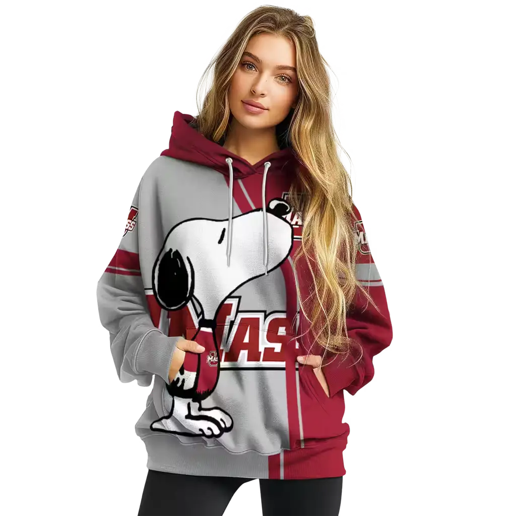 umass minutemen playful snoopy red hoodie high quality umass minutemen playful snoopy red hoodie high quality