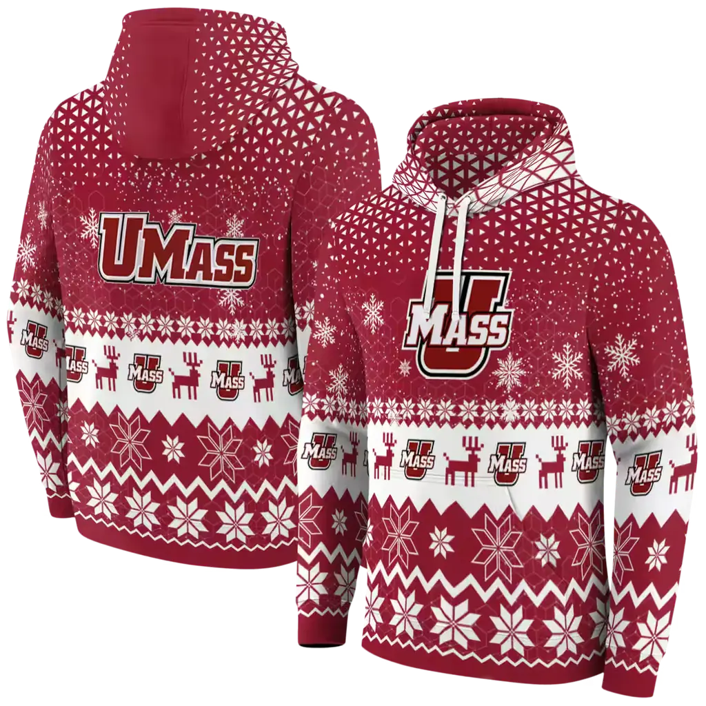 umass minutemen reindeer motif red hoodie fashion forward umass minutemen reindeer motif red hoodie fashion forward