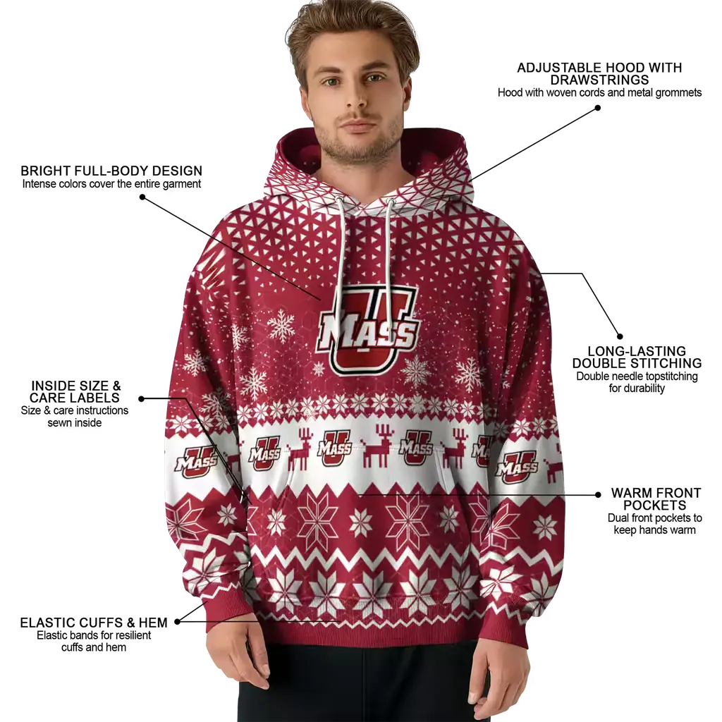 umass minutemen reindeer motif red hoodie latest model umass minutemen reindeer motif red hoodie latest model