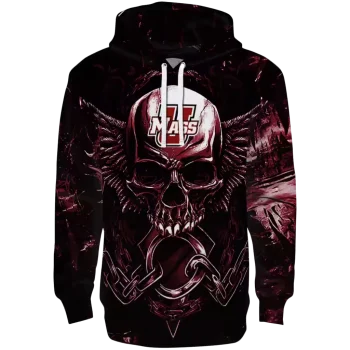 umass minutemen skull artwork red black hoodie best selling